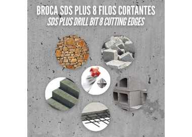 Broca Sds Plus 8 Filos Cortantes Especial Para Hormigon Armado Ø 8 x 260 mm. Broca Paredes, Broca Cimientos, Broca Muros