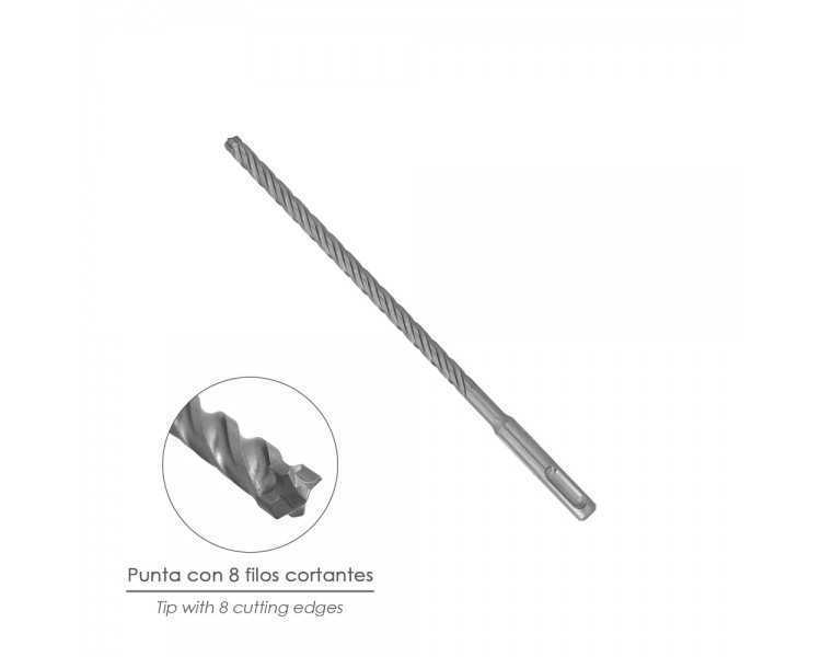 Broca Sds Plus 8 Filos Cortantes Especial Para Hormigon Armado Ø 8 x 210 mm. Broca Paredes, Broca Cimientos, Broca Muros