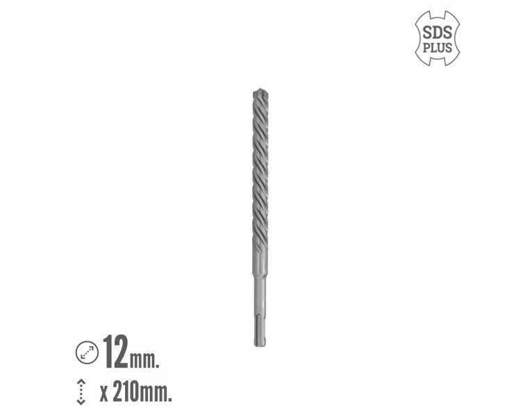 Broca Sds Plus 8 Filos Cortantes Especial Para Hormigon Armado Ø 12 x 210 mm. Broca Paredes, Broca Cimientos, Broca Muros