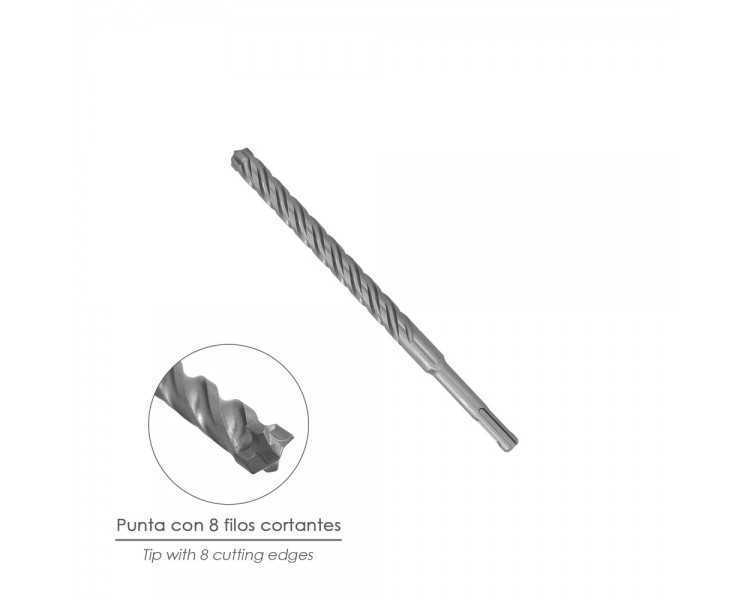 Broca Sds Plus 8 Filos Cortantes Especial Para Hormigon Armado Ø 12 x 210 mm. Broca Paredes, Broca Cimientos, Broca Muros