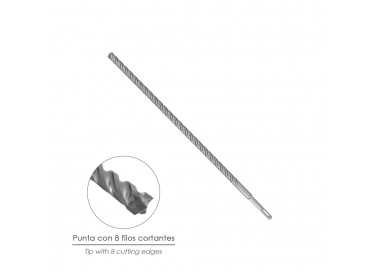 Broca Sds Plus 8 Filos Cortantes Especial Para Hormigon Armado Ø 12 x 450 mm. Broca Paredes, Broca Cimientos, Broca Muros