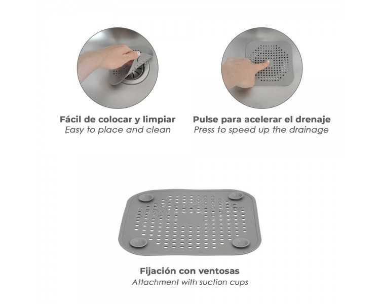 Protector Desagüe Silicona Cocina Baño 145 x 145 mm.