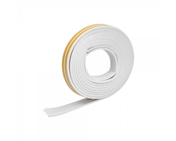 Burlete Caucho Blanco Rollo 6 Metros x 9 mm. Sellador Ventanas y Puertas. Aisla Del Ruido. Para Umbrales de 1 A 3,5 mm.