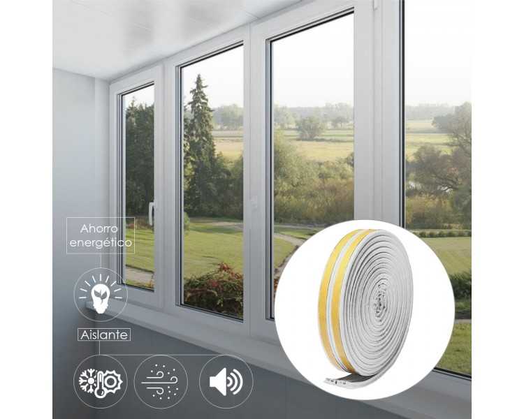 Burlete Caucho Blanco Rollo 6 Metros x 9 mm. Sellador Ventanas y Puertas. Aisla Del Ruido. Para Umbrales de 1 A 3,5 mm.