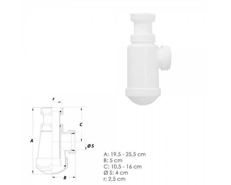 Sifon Botella Extensible  1 1/2  Tuerca Loca