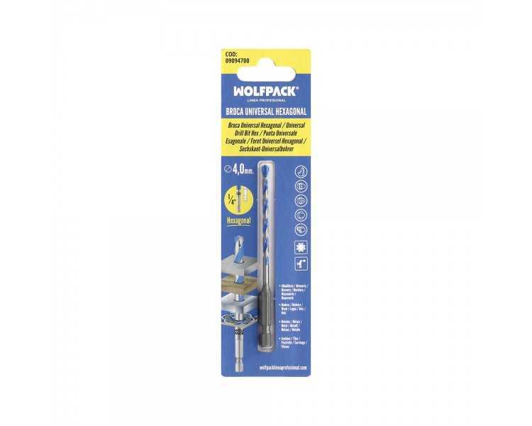Broca Universal Hexagonal  Ø 4,0 mm. (Blister 1 Pieza) Broca Azulejos, Cerámica, Mármol, Hormigón, Metal, Madera, Plástico