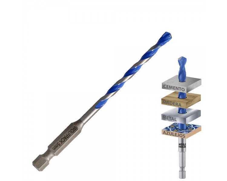 Broca Universal Hexagonal  Ø 5,0 mm. (Blister 1 Pieza) Broca Azulejos, Cerámica, Mármol, Hormigón, Metal, Madera, Plástico