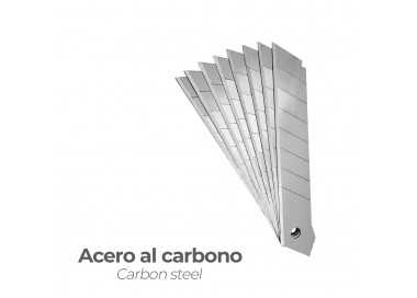 Hoja Cutter 18 mm. (Estuche 10 Piezas) Acero al Carbono.