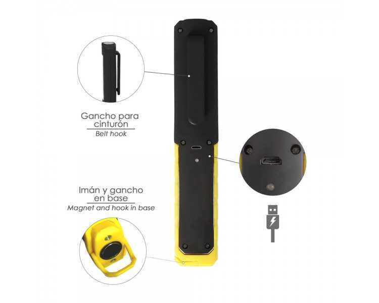 Linterna LED Multifunción Tipo Boligrafo Recargable (900 mAh) 200 Lumenes Con Iman, Gancho y Soporte Ajustable.