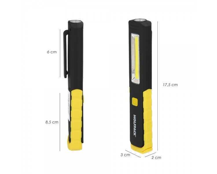 Linterna LED Multifunción Tipo Boligrafo Recargable (900 mAh) 200 Lumenes Con Iman, Gancho y Soporte Ajustable.