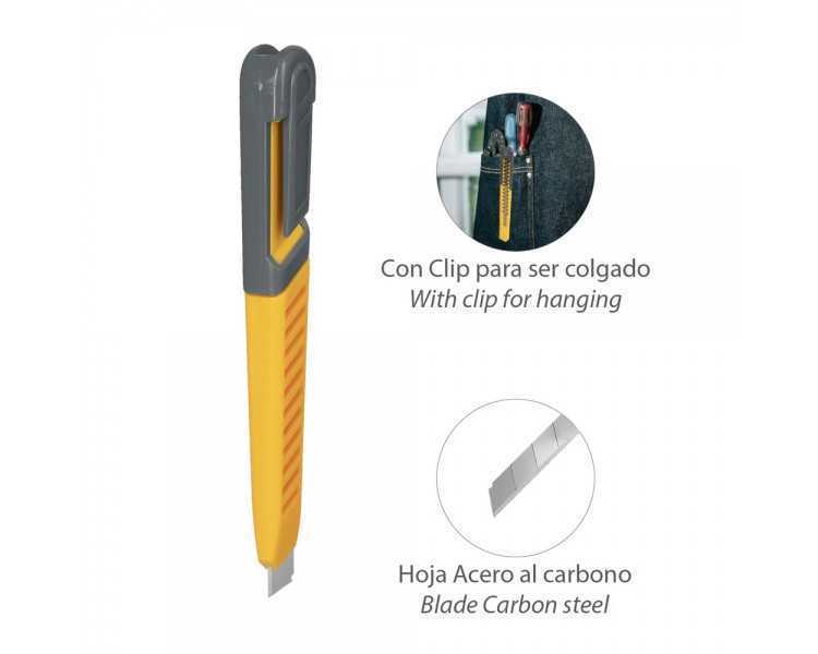 Cutter Profesional Hoja Acero Al Carbono 9 mm. con Clip De Sujeción. Cuter Manualiadades, Cutters Trabajo,