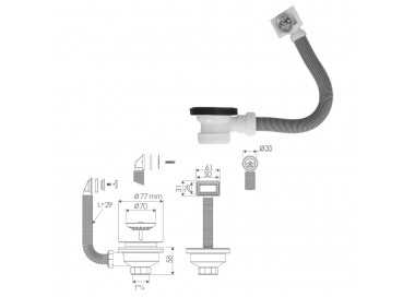 Valvula Fregadero  Ø70 mm. 1 1/2" Con Rebosadero