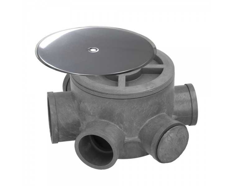Bote Sifónico PVC Tuberias Ø 110 mm. Salidas Ø 50 y 40 mm. Altura 90 mm.