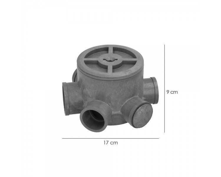 Bote Sifónico PVC Tuberias Ø 110 mm. Salidas Ø 50 y 40 mm. Altura 90 mm.