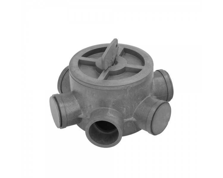 Bote Sifónico PVC Tuberias Ø 110 mm. Salidas Ø 50 y 40 mm. Altura 90 mm.
