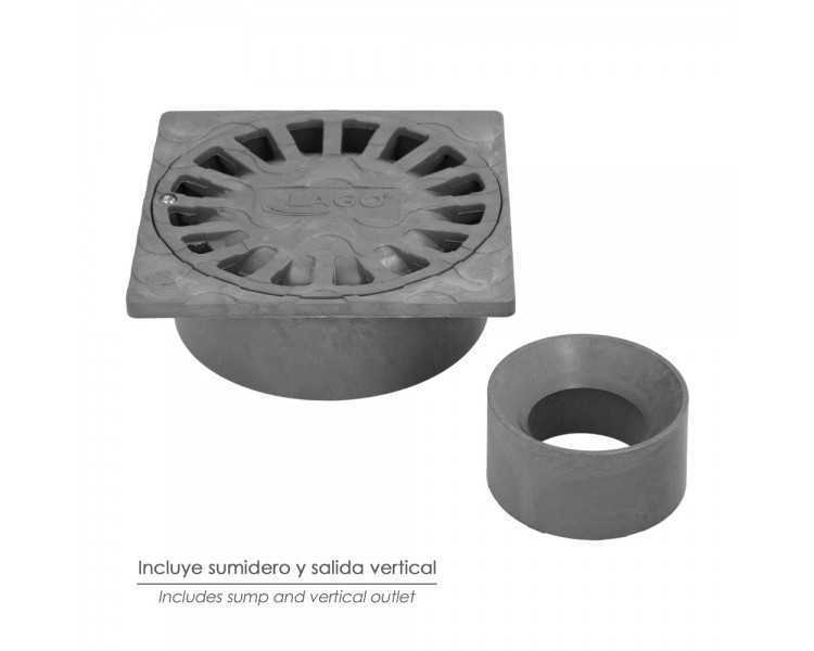 Sumidero Sifónico Pvc 25x25 cm. Salida De Ø 90 / 110 mm. desagüe, Desaguadero, Tragadero, Alcantarilla,