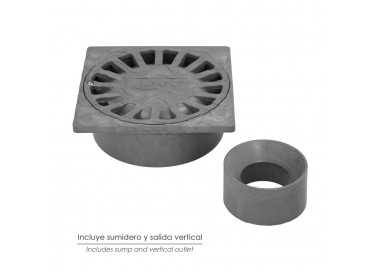 Sumidero Sifónico Pvc  25x25 cm. Salida De Ø 90 / 110 mm. desagüe, Desaguadero, Tragadero, Alcantarilla,