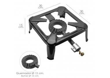 Hornillo Gas 4 Pies 30 x 30 cm. Cocina Gas, Cocina Portatil, Hornillo Paella, Paellero, Hornilla Cocina