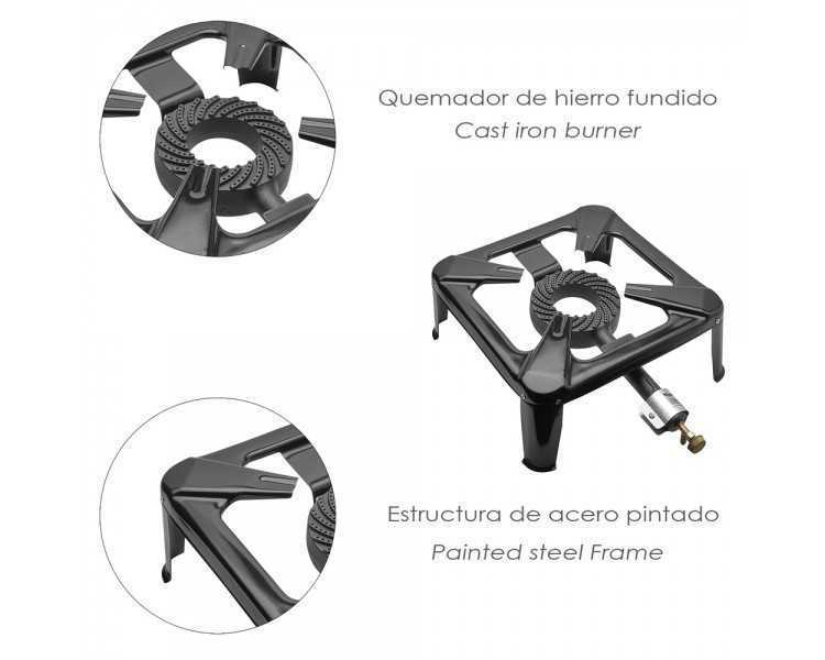 Hornillo Gas 4 Pies 30 x 30 cm. Cocina Gas, Cocina Portatil, Hornillo Paella, Paellero, Hornilla Cocina