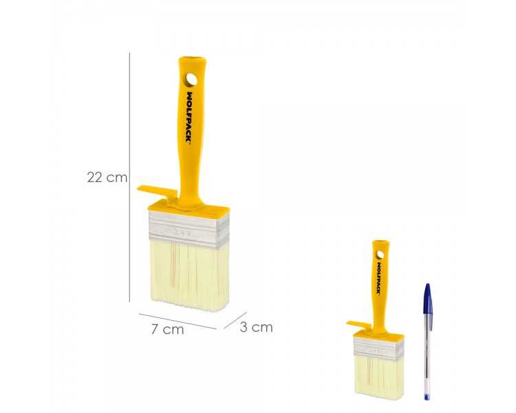 Brocha Profesional Techos 70x30 mm. Cerda Blanca. Mango Ergonomico, Con Gancho. Brocha Pintura, Brocha Pintor Profesional