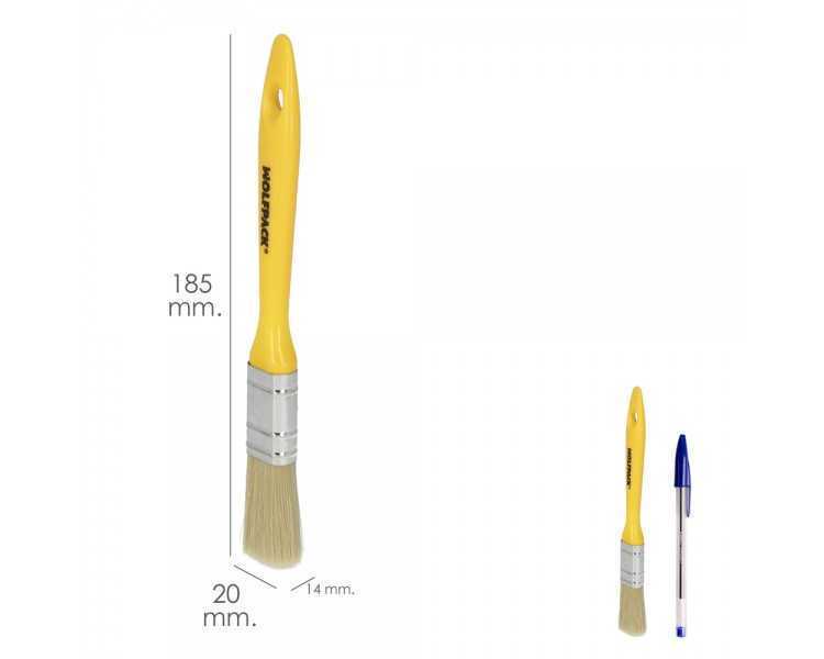 Paletina Profesional Cerda Blanca Ancho 20 mm. Cerdas Naturales Mango Plastico Ergonomico, Brocha Pintor, Pincel Pintura