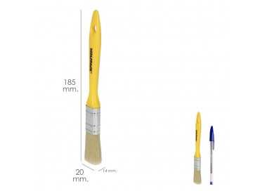 Paletina Profesional Cerda Blanca Ancho 20 mm. Cerdas Naturales Mango Plastico Ergonomico, Brocha Pintor, Pincel Pintura