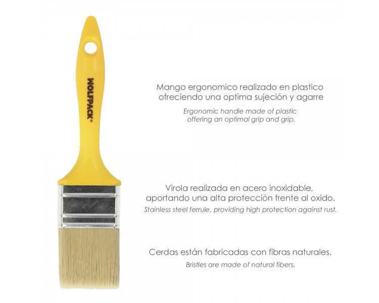 Paletina Profesional Cerda Blanca Ancho 30 mm. Cerdas Naturales Mango Plastico Ergonomico, Brocha Pintor, Pincel Pintura