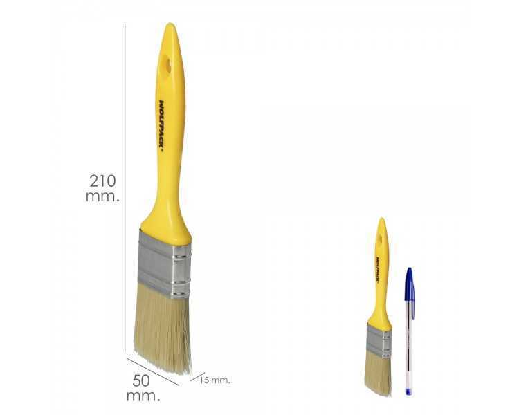 Paletina Profesional Cerda Blanca Ancho 50 mm. Cerdas Naturales Mango Plastico Ergonomico, Brocha Pintor, Pincel Pintura