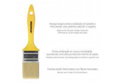 Paletina Profesional Cerda Blanca Ancho 50 mm. Cerdas Naturales Mango Plastico Ergonomico, Brocha Pintor, Pincel Pintura