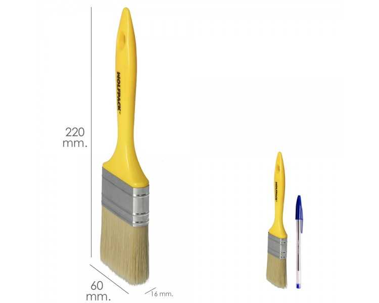 Paletina Profesional Cerda Blanca Ancho 60 mm. Cerdas Naturales Mango Plastico Ergonomico, Brocha Pintor, Pincel Pintura