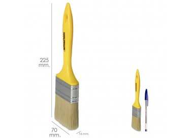 Paletina Profesional Cerda Blanca Ancho 70 mm. Cerdas Naturales Mango Plastico Ergonomico, Brocha Pintor, Pincel Pintura