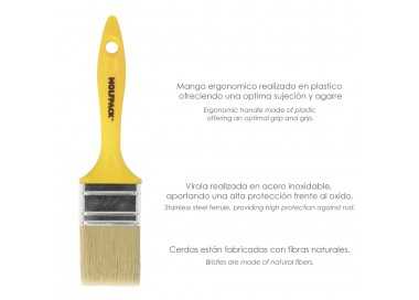 Paletina Profesional Cerda Blanca Ancho 70 mm. Cerdas Naturales Mango Plastico Ergonomico, Brocha Pintor, Pincel Pintura