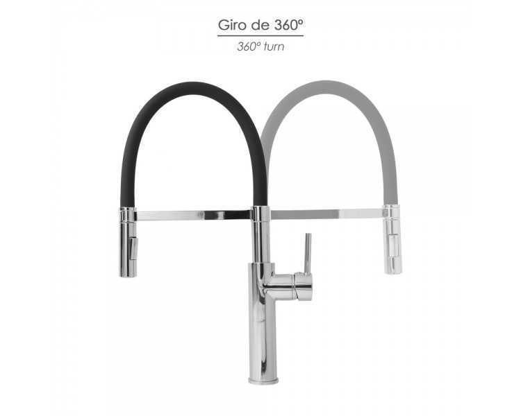 Monomando Fregadero Flexible Con Soporte Grifo Flexible Chorro Aireado, Chorro Rociado. Grifo Cocina, Grifo Alto,Grifo Fregadero