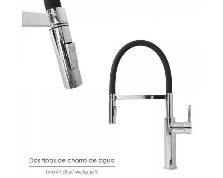 Monomando Fregadero Flexible Con Soporte Grifo Flexible Chorro Aireado, Chorro Rociado. Grifo Cocina, Grifo Alto,Grifo Fregadero