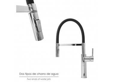 Monomando Fregadero Flexible Con Soporte Grifo Flexible Chorro Aireado, Chorro Rociado. Grifo Cocina, Grifo Alto,Grifo Fregadero