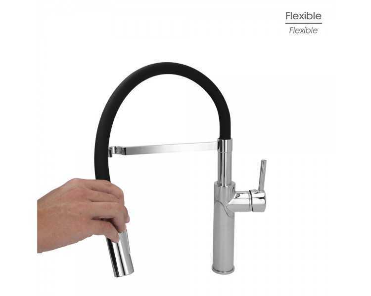 Monomando Fregadero Flexible Con Soporte Grifo Flexible Chorro Aireado, Chorro Rociado. Grifo Cocina, Grifo Alto,Grifo Fregadero