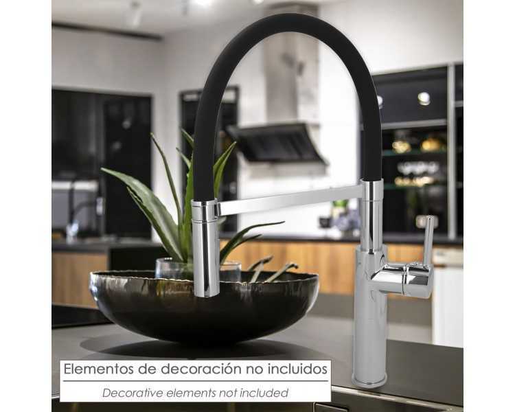 Monomando Fregadero Flexible Con Soporte Grifo Flexible Chorro Aireado, Chorro Rociado. Grifo Cocina, Grifo Alto,Grifo Fregadero