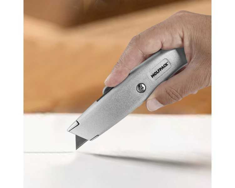 Cutter Hoja Trapezoidal Retráctil Acero Sk5