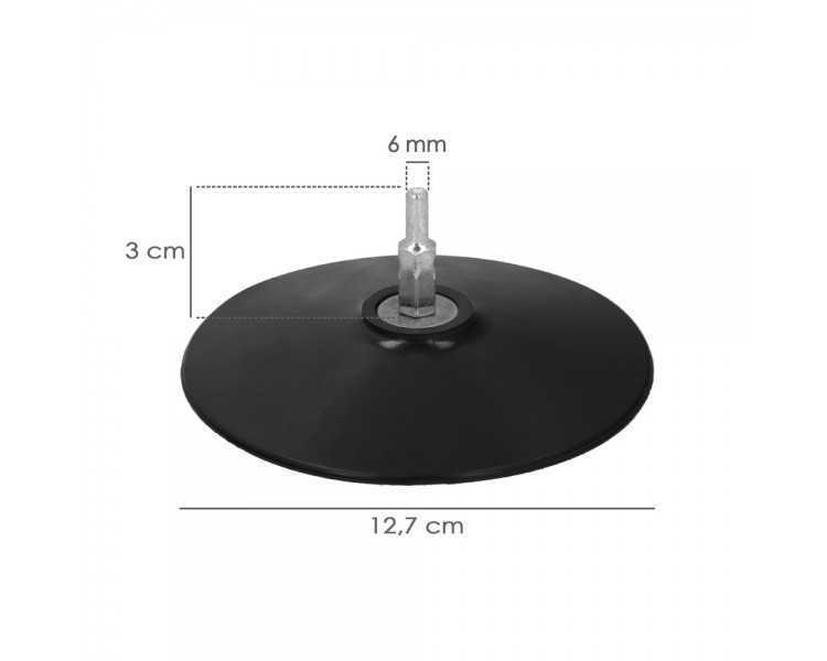 Plato Taladro Nylon Ø 125 mm. Con Espiga Ø 6 mm. Disco Plástico Para Bonete