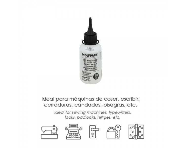 Aceite Lubricante Multiuso Liquido 100 ml. Aceite Cadenas, Aceite Bisagras, Aceite Maquinas Coser, Aceite Cerraduras