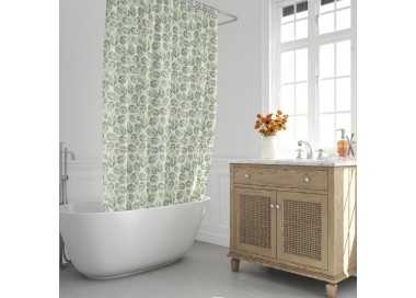 Cortina Ducha Hojas Verdes 180x200 cm. Impermeable