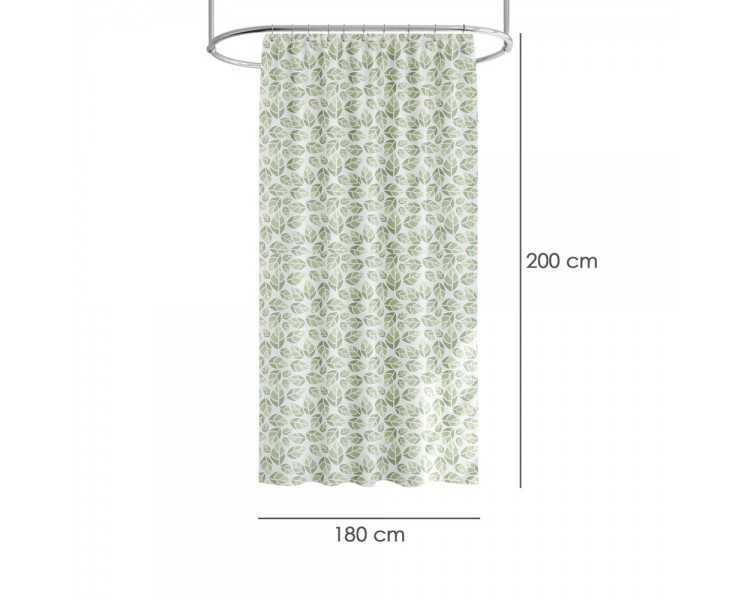 Cortina Ducha Hojas Verdes 180x200 cm. Impermeable
