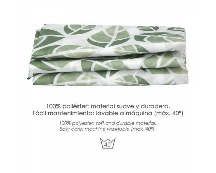 Cortina Ducha Hojas Verdes 180x200 cm. Impermeable