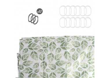 Cortina Ducha Hojas Verdes 180x200 cm. Impermeable