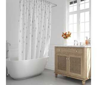 Cortina Ducha Gotas Gris 180x200 cm. Impermeable