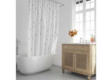 Cortina Ducha Gotas Gris 180x200 cm. Impermeable