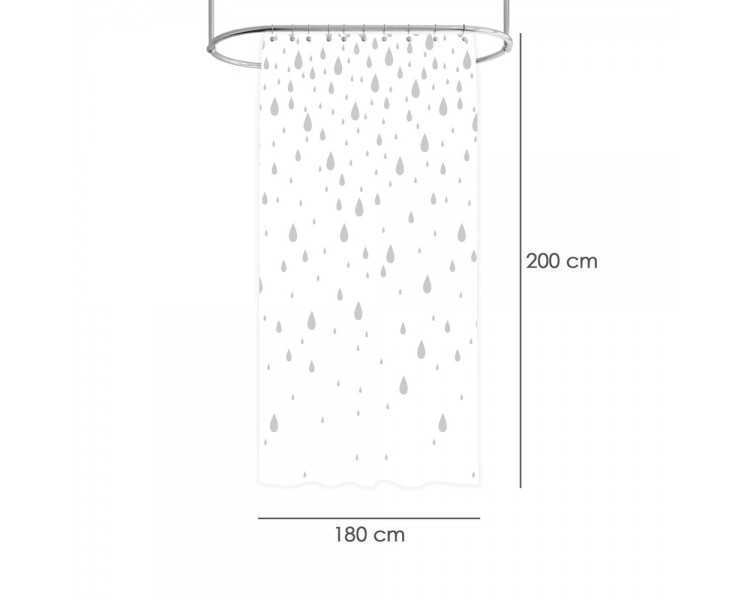 Cortina Ducha Gotas Gris 180x200 cm. Impermeable