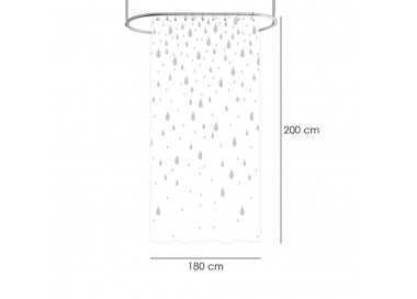 Cortina Ducha Gotas Gris 180x200 cm. Impermeable