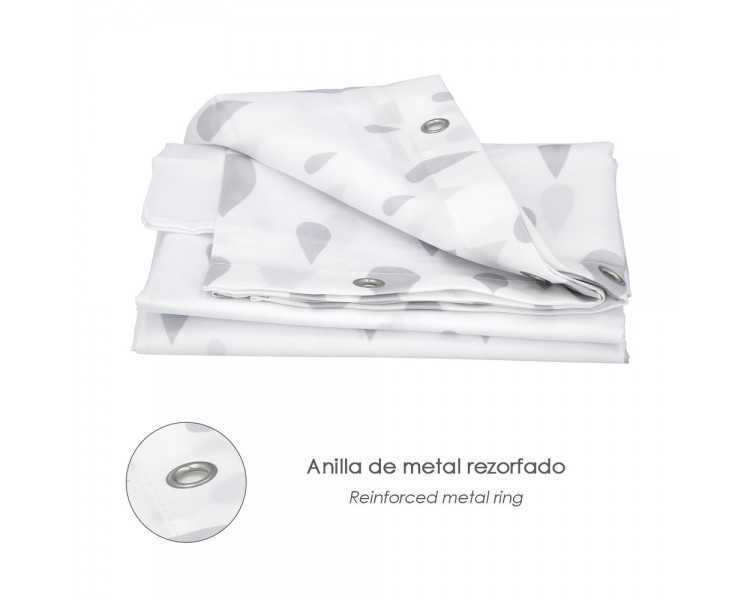 Cortina Ducha Gotas Gris 180x200 cm. Impermeable