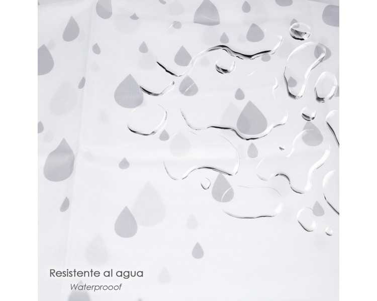 Cortina Ducha Gotas Gris 180x200 cm. Impermeable
